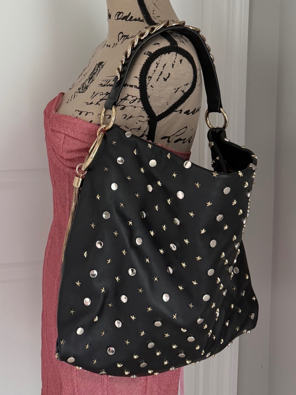 Jimmy CHOO Callie Embellished Leather Shoulder Bag